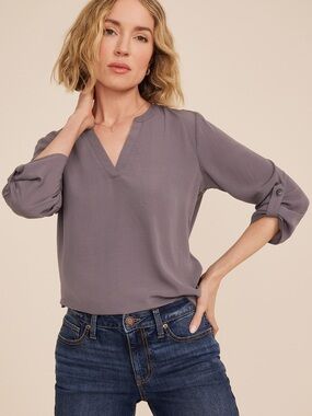 Maurices V-Neck Pullover Chiffon Blouse X-Large nwot sage green grey